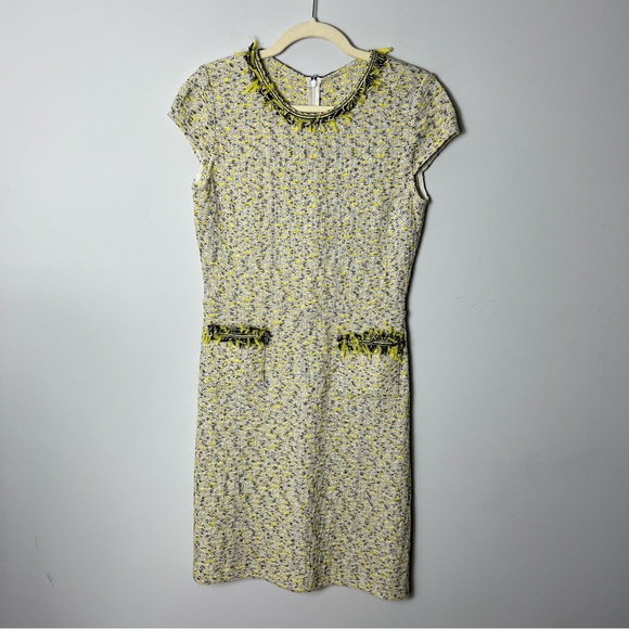 St. John Dresses & Skirts - St. John Yellow Tweed Dress Black White Short Sleeve Classic Wool 519